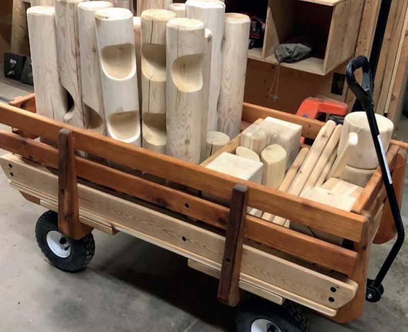 Wood construction block cart
